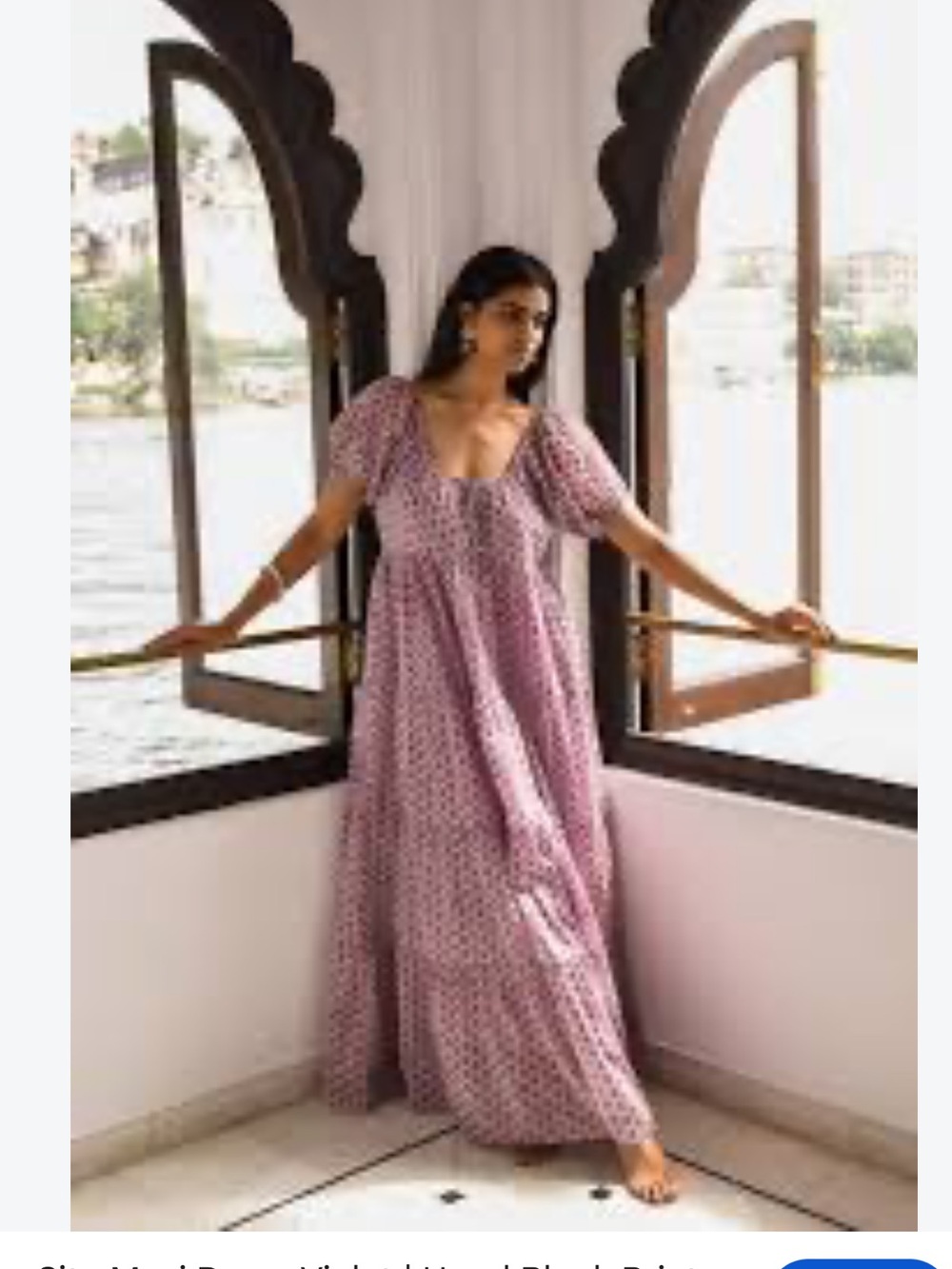 Daughters of India Sita Maxi Dress Violet Floral Cotton Size L